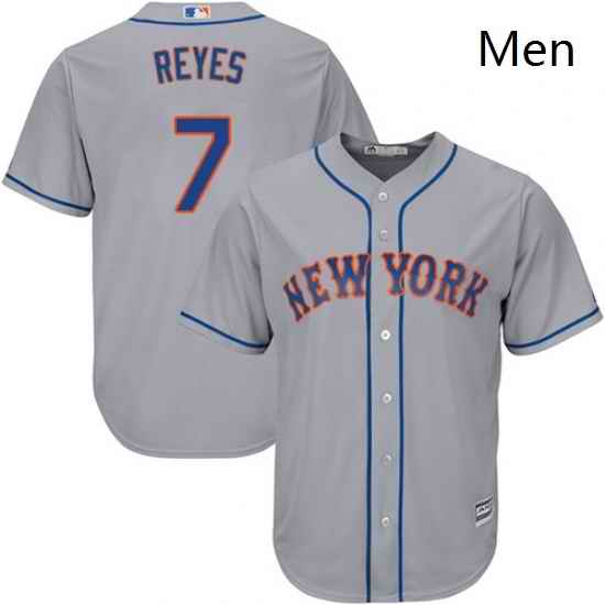Mens Majestic New York Mets 7 Jose Reyes Replica Grey Road Cool Base MLB Jersey